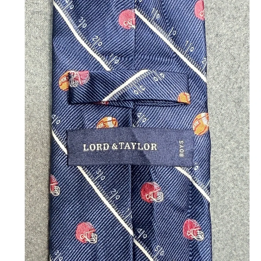 Lord Taylor Boys Navy Blue Silk Football Helmet and Ball Necktie